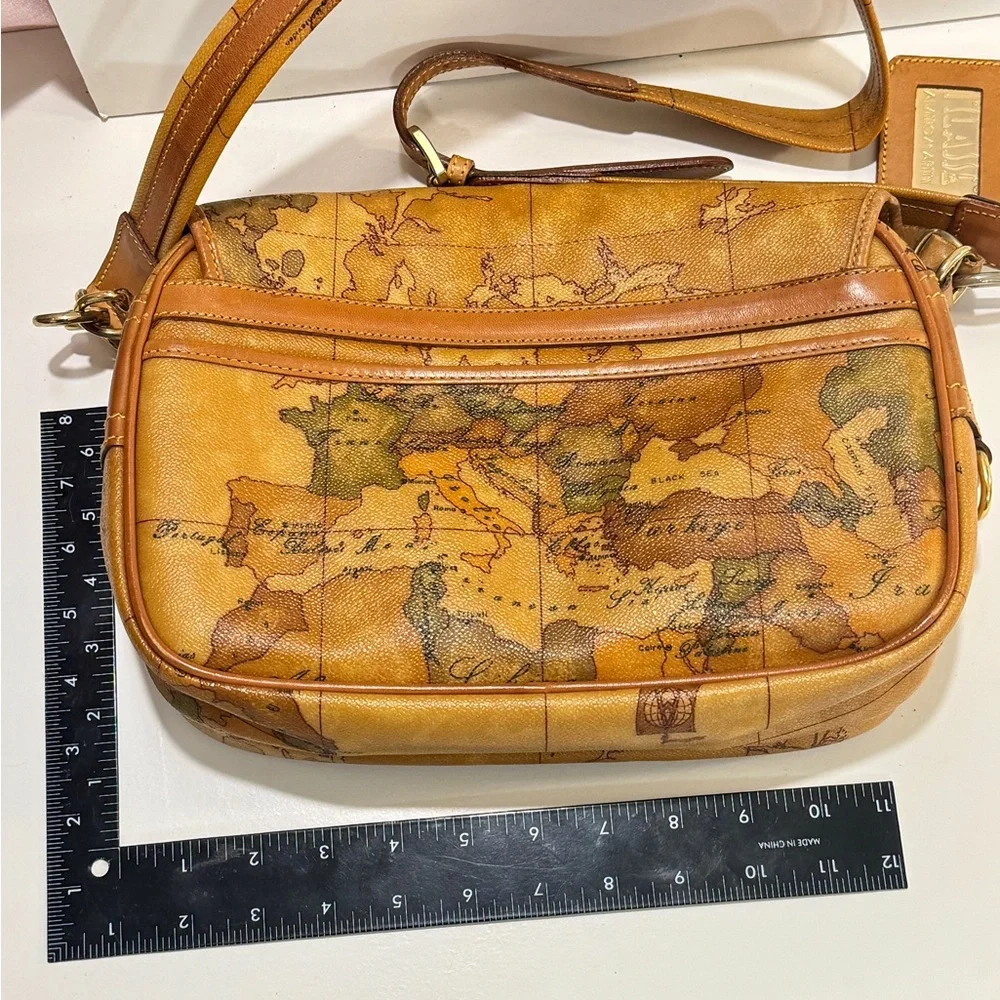Vintage Map Print Tan Shoulder Bag - Picture 13 of 16